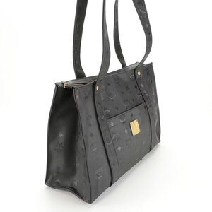 MCM Zip Shoulder Tote in Black Visetos Coated Canvas